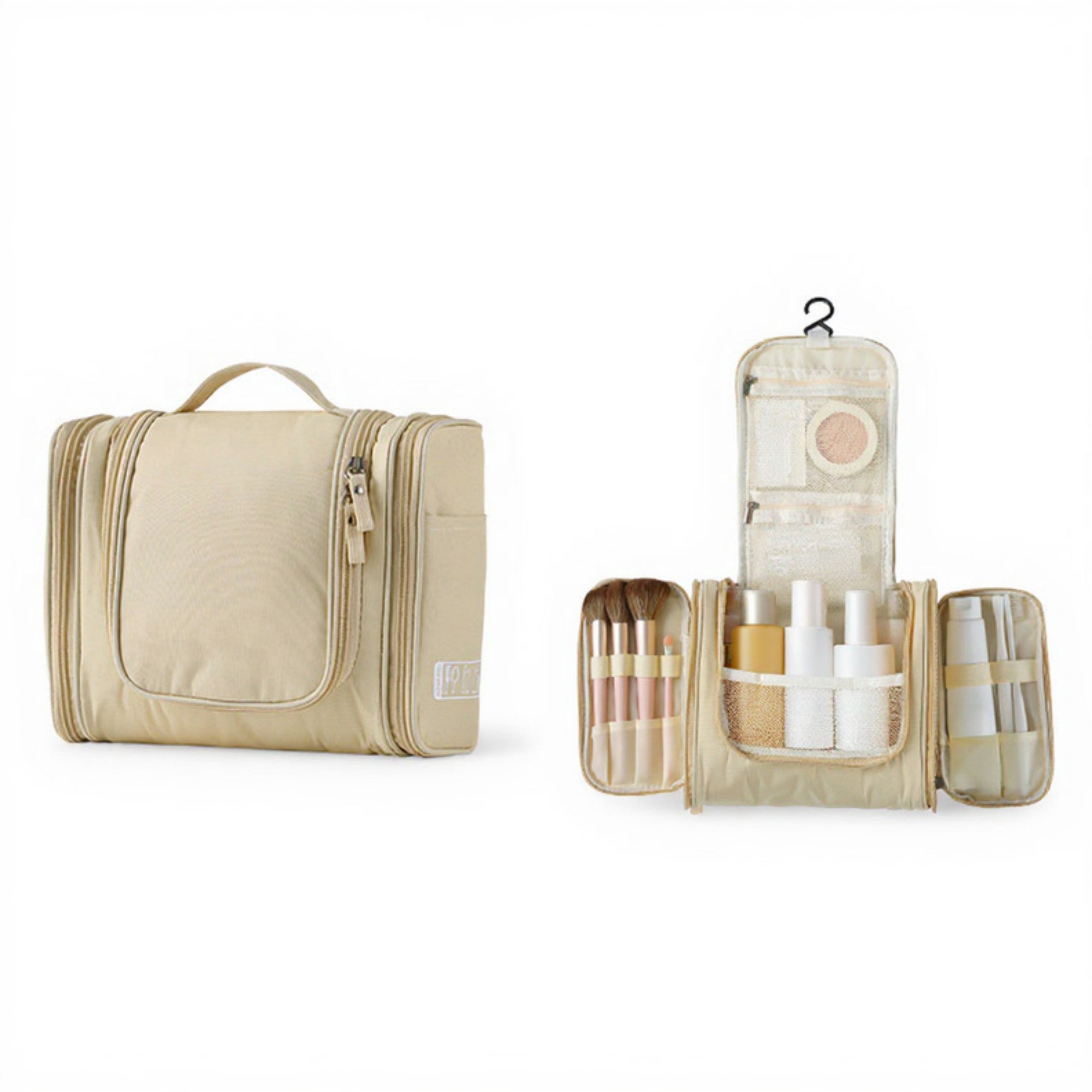 Anna-Kaci Hanging Travel Toiletry Bag with Multi-Compartment Design and Hook Organizer