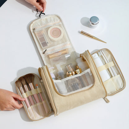 Anna-Kaci Hanging Travel Toiletry Bag with Multi-Compartment Design and Hook Organizer