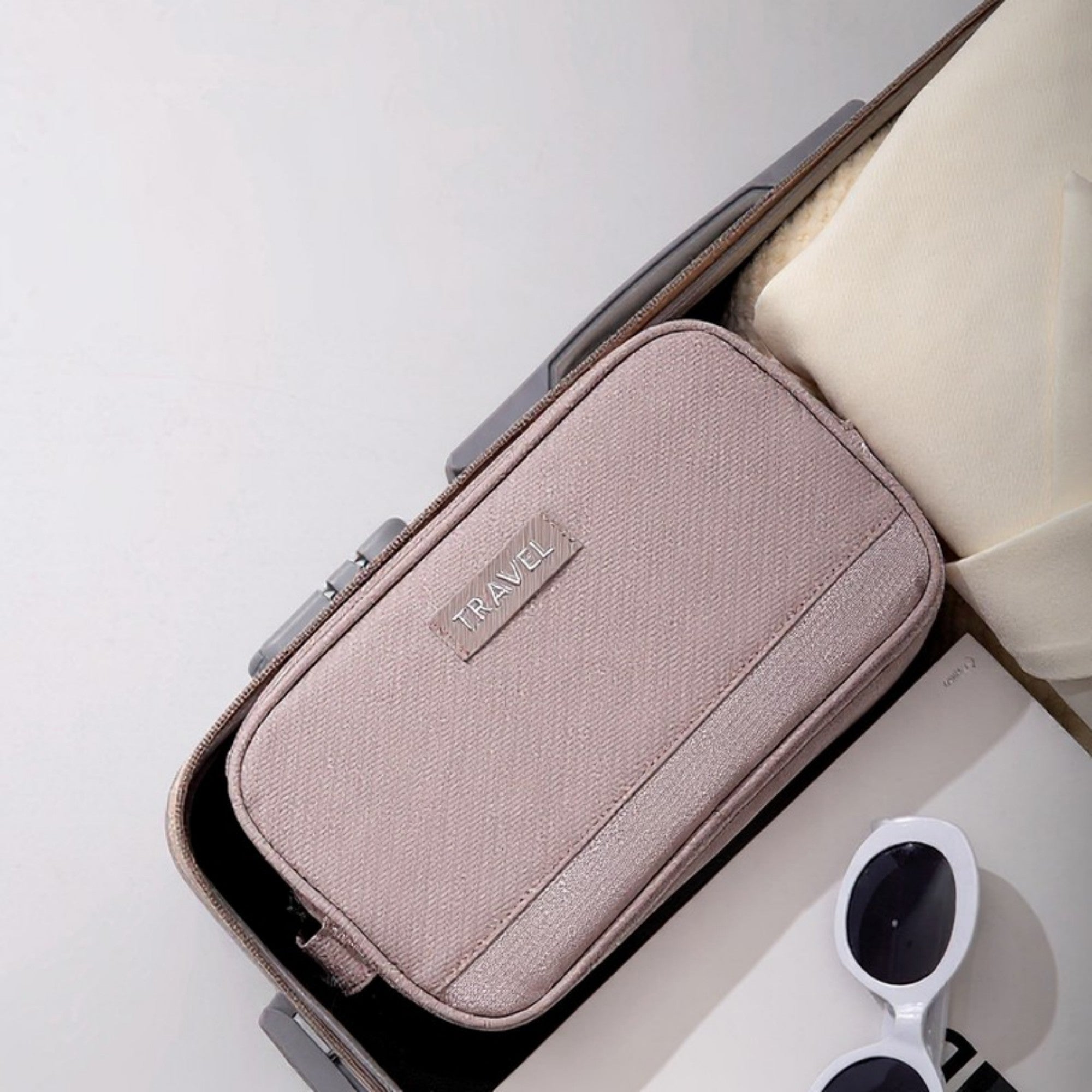 Anna-Kaci Compact Travel Toiletry Bag with Multiple Compartments and Carry Handle
