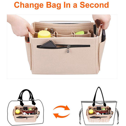 Anna-Kaci Felt Purse Organizer Insert with Multiple Pockets and Zipper Compartment