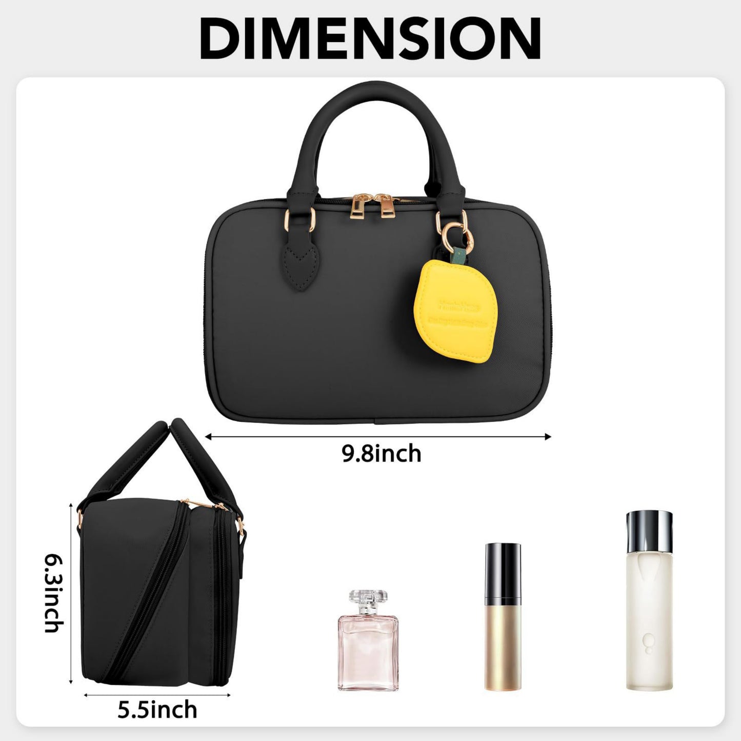 Anna-Kaci Large Capacity Makeup Organizer Bag with Dual Compartments and Brush Holders 9.8x6.3x5.5 inches