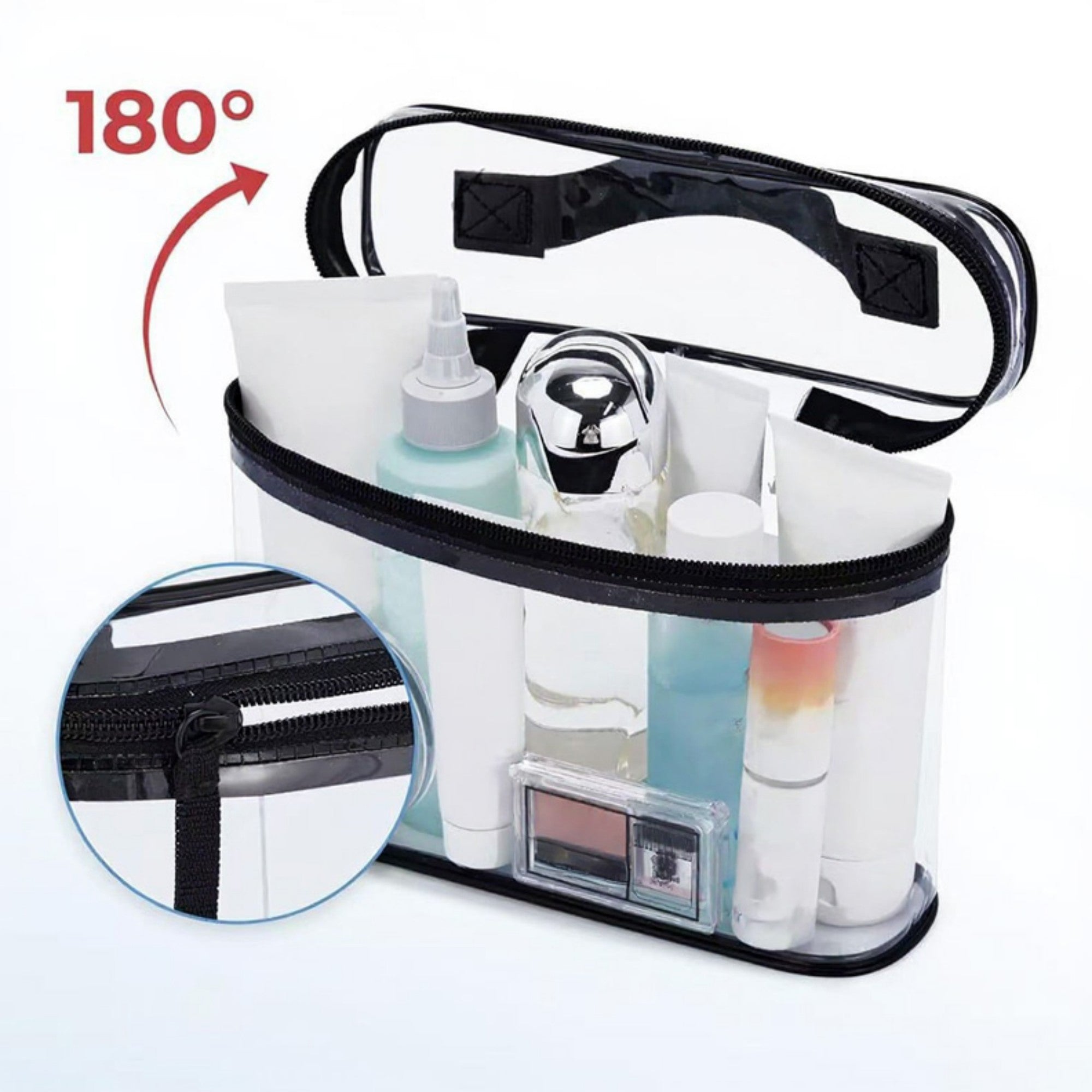 Anna-Kaci Clear Travel Toiletry Bag with 180¡ã Wide Opening and Waterproof PVC Design