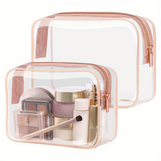 Anna-Kaci 3-Piece Clear Travel Toiletry Bag Set with Zipper Closure and Waterproof PVC Design 7.8x6x2.5IN