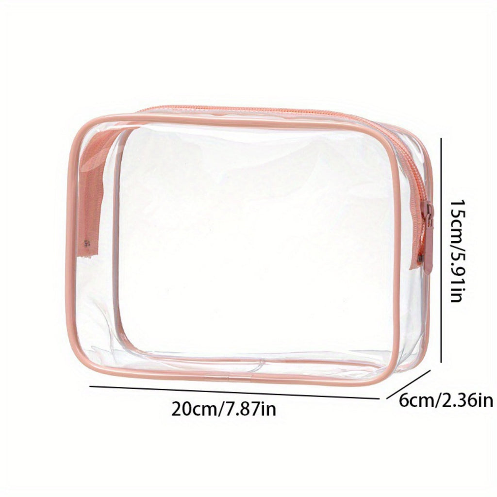 Anna-Kaci 3-Piece Clear Travel Toiletry Bag Set with Zipper Closure and Waterproof PVC Design 7.8x6x2.5IN