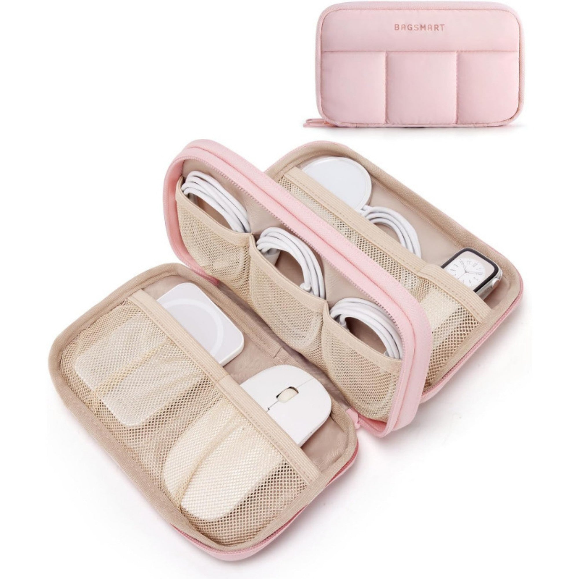 Anna-Kaci Electronic Accessories Organizer Travel Cable Storage Case with Mesh Pockets and Zipper Closure