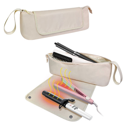 Anna-Kaci Heat-Resistant Hair Tool Storage Bag with Built-In Protective Mat and Travel Handle