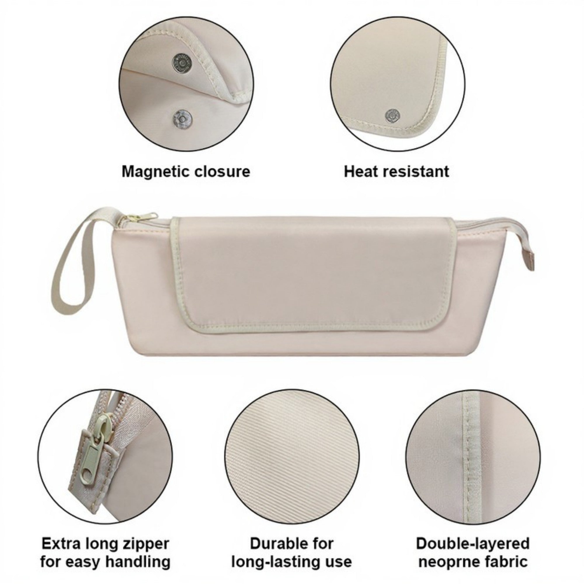 Anna-Kaci Heat-Resistant Hair Tool Storage Bag with Built-In Protective Mat and Travel Handle