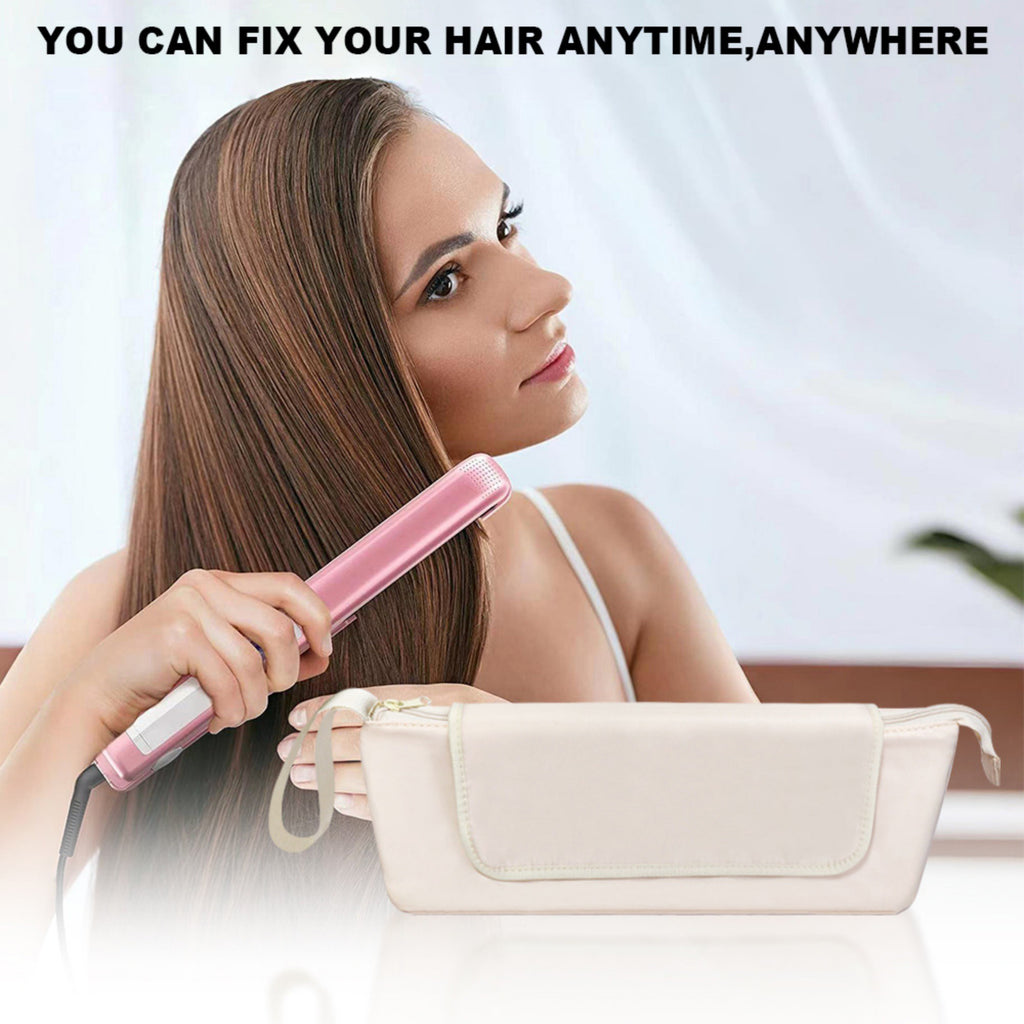 Anna-Kaci Heat-Resistant Hair Tool Storage Bag with Built-In Protective Mat and Travel Handle