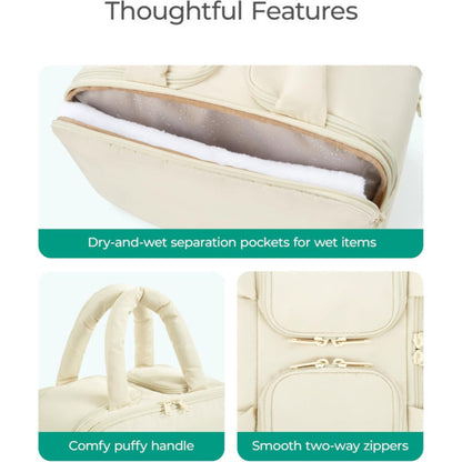 Anna-Kaci Makeup Brush and Toiletry Organizer Bag with Easy-Clean PVC Front Pocket and Elastic Holders