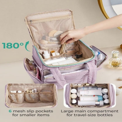 Anna-Kaci Multi-Pocket Travel Makeup and Toiletry Bag with Mesh Zipper Compartment and Waterproof Front Pocket