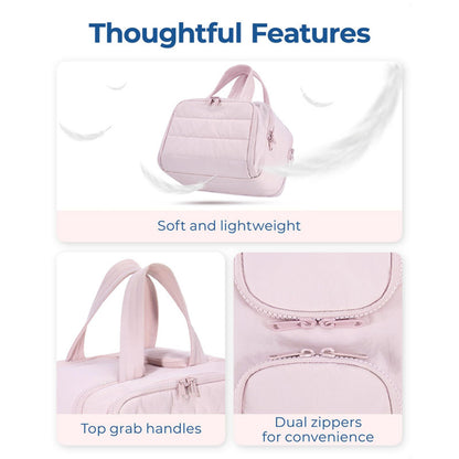 Anna-Kaci Large Capacity Toiletry and Makeup Bag with Wide-Mouth Opening and Multi-Compartment Organizer 12x8.5x5.5in