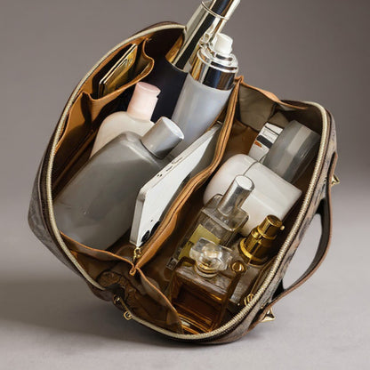 Anna-Kaci Multi-Compartment Travel Makeup Bag with Wide Opening and Carry Handle