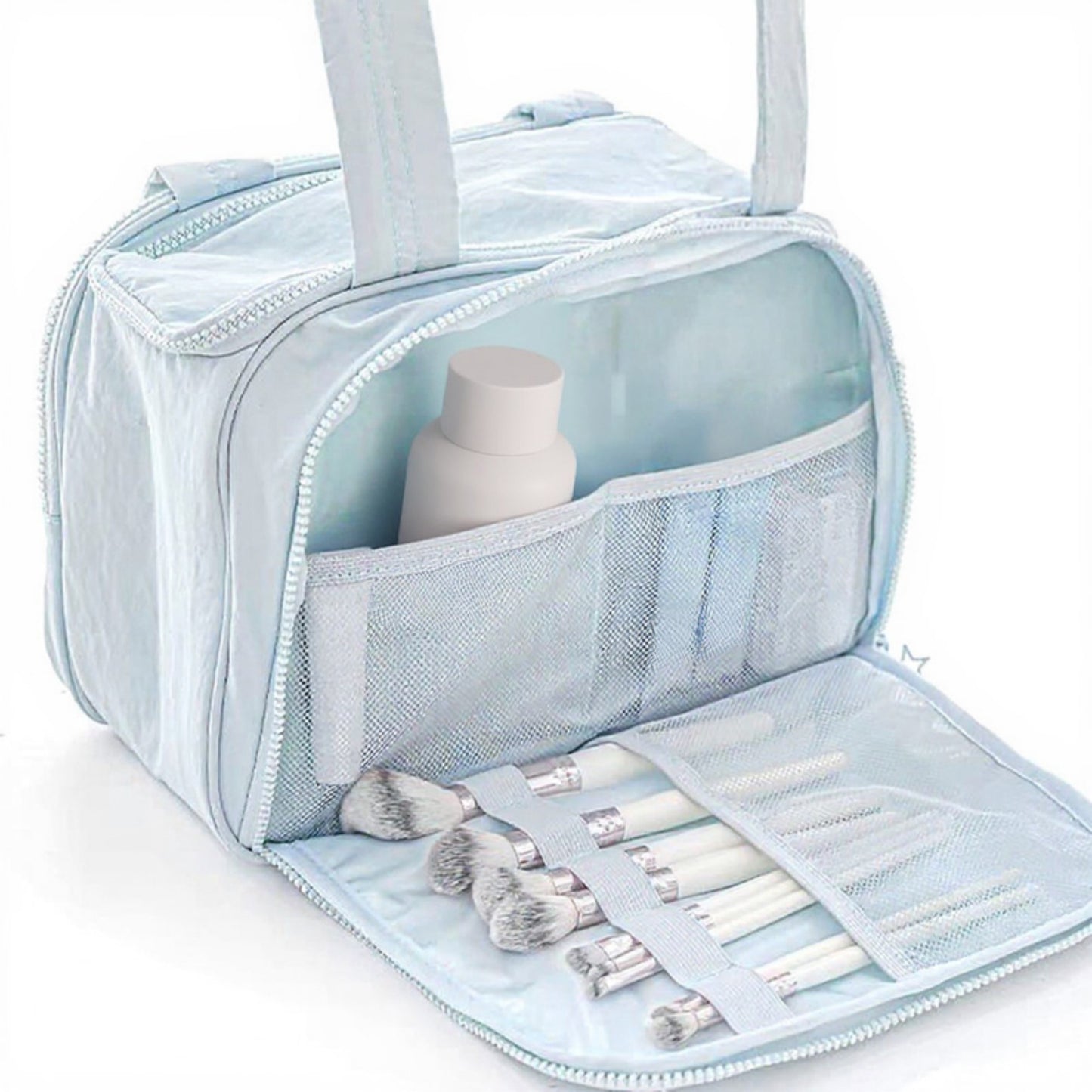 Anna-Kaci Makeup Brush Storage Bag with Zipper Compartments and Carry Handle