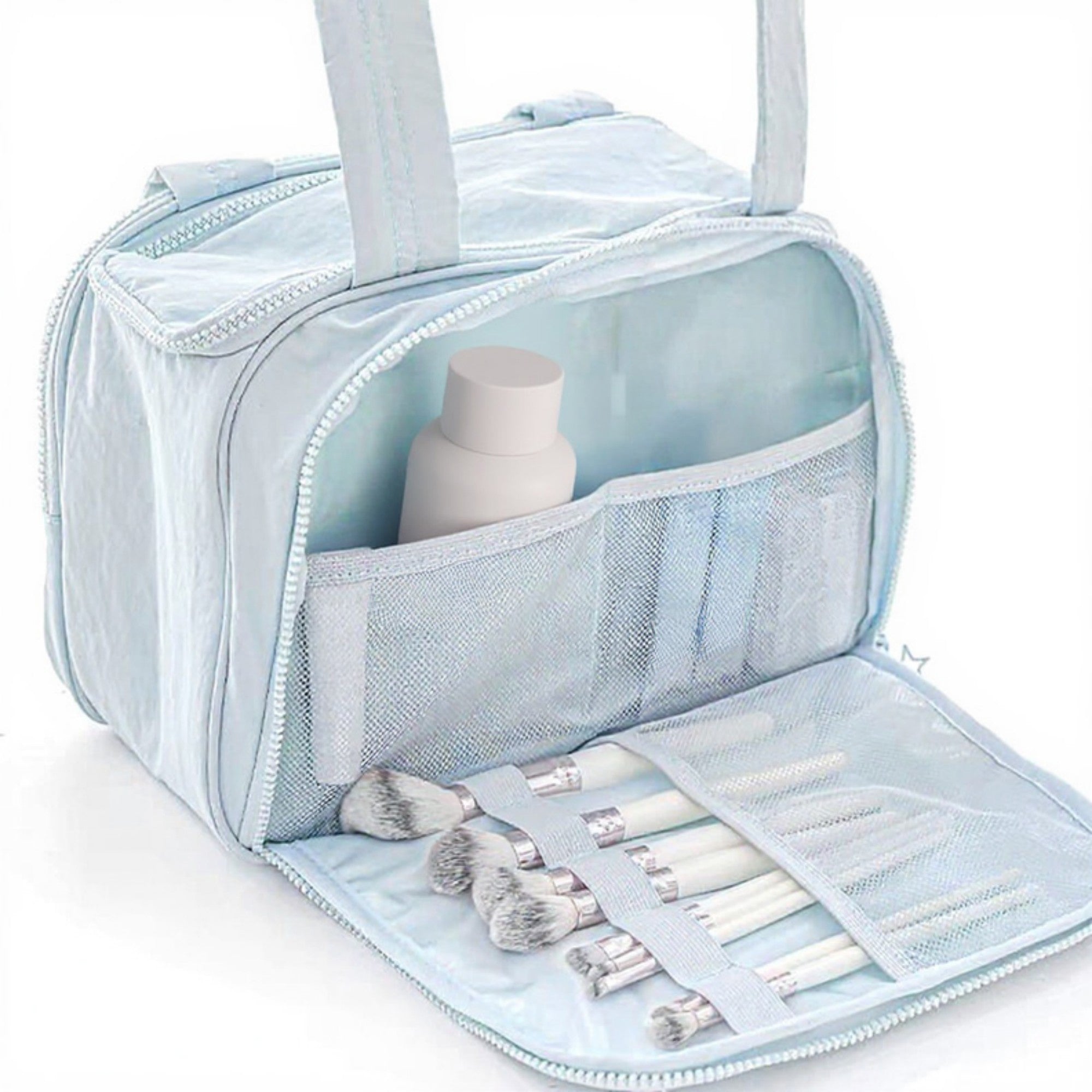 Anna-Kaci Makeup Brush Storage Bag with Zipper Compartments and Carry Handle