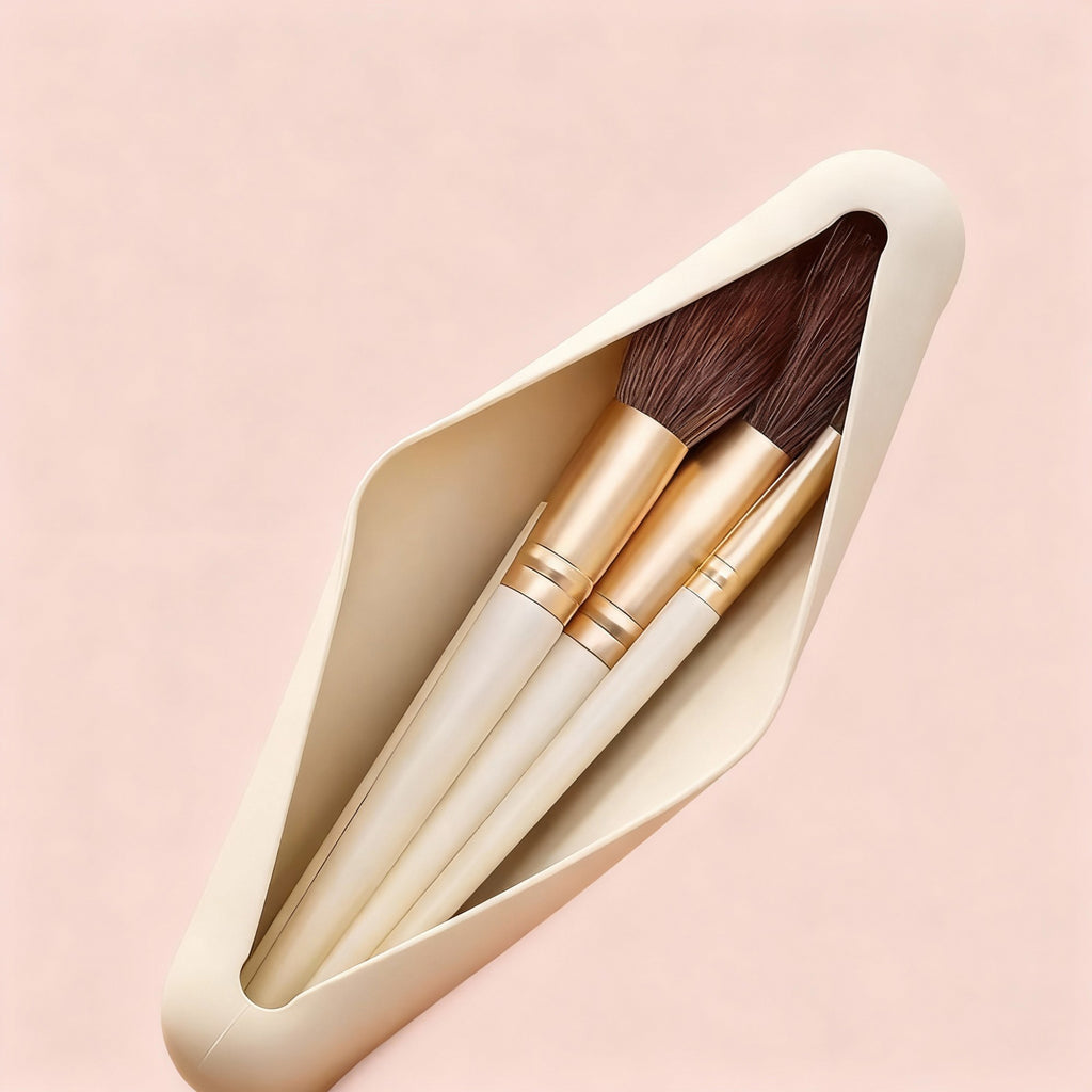 Anna-Kaci 2-Piece Silicone Makeup Brush Holder Travel-Friendly Protective Case
