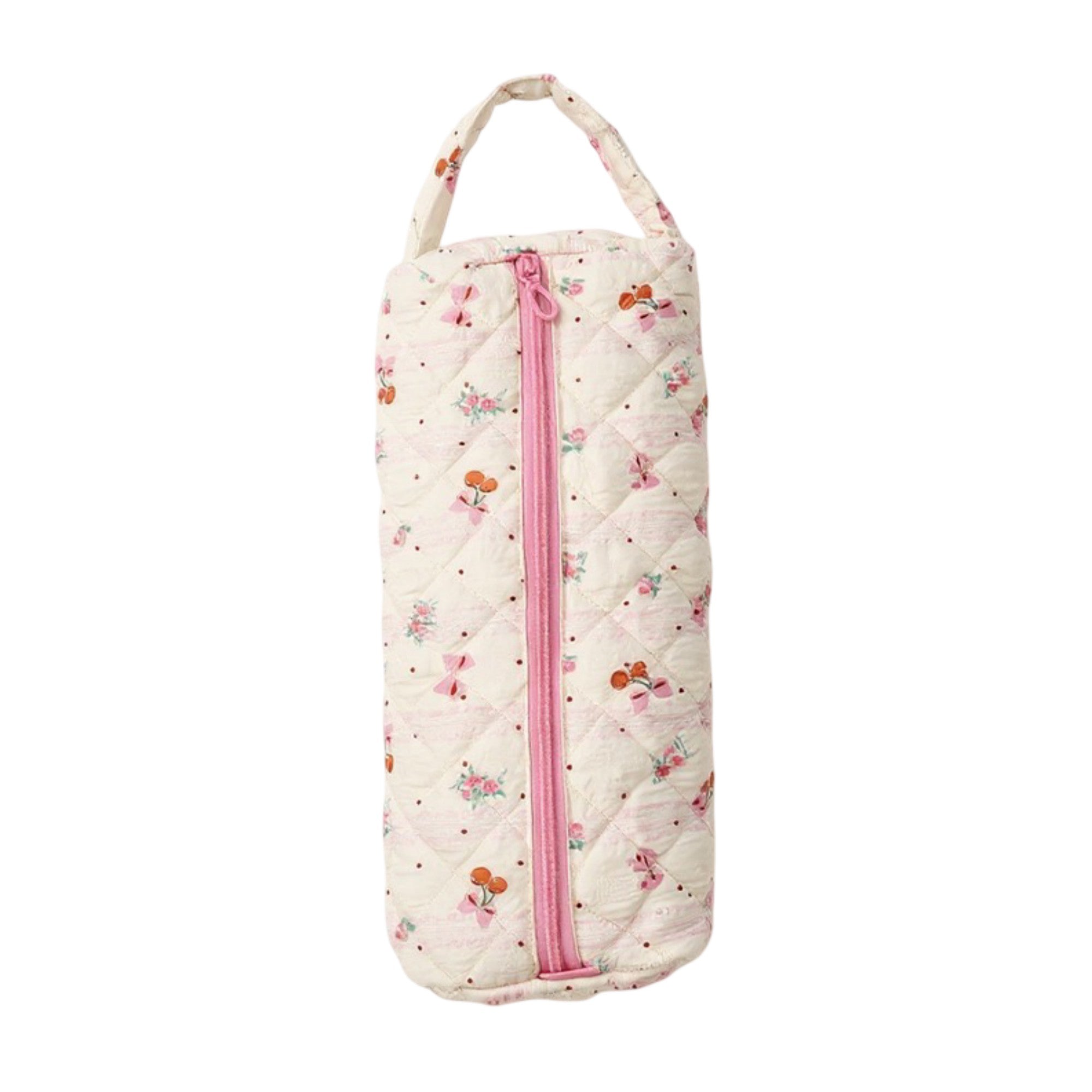 Anna-Kaci Women's Quilted Travel Toiletry Bag with Soft Padded Design Spacious Interior Smooth Zipper and Easy-Carry Top Handle