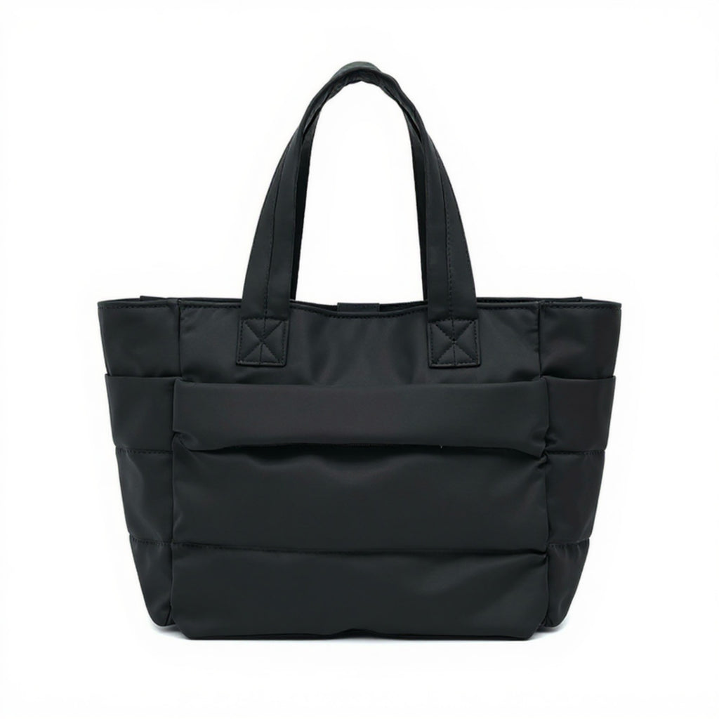 Anna-Kaci Women's Quilted Puffer Tote Bag with Structured Padded Panels Luggage Strap Water-Resistant Build