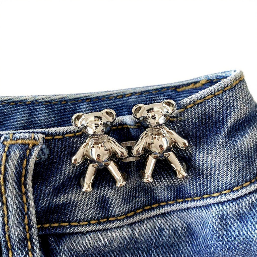 Anna-Kaci 3-Piece Teddy Bear Pant Buckle Extender Set with Sculpted Metal Designs for Adjustable Waistroom 1.5x1.4in