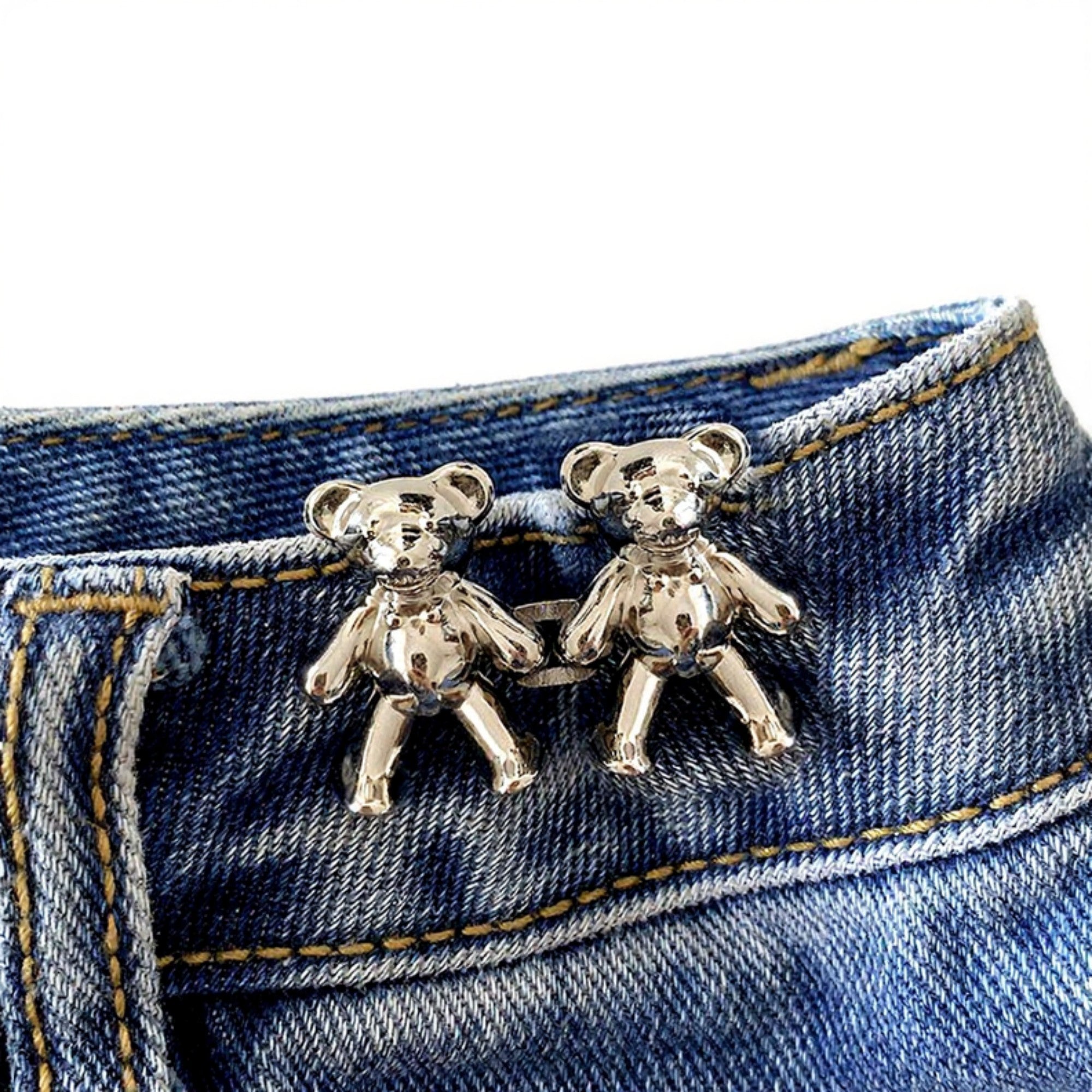 Anna-Kaci 3-Piece Teddy Bear Pant Buckle Extender Set with Sculpted Metal Designs for Adjustable Waistroom 1.5x1.4in