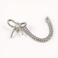 Anna-Kaci 3-Pairs Bow and Chain Decorative Clothing Clip Set with Sculpted Metal Ribbon Design for Stylish Detailing 1.5x1.4in