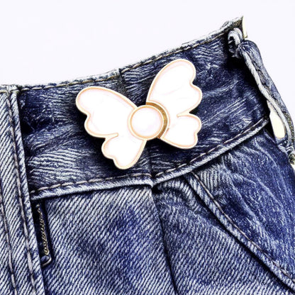 Anna-Kaci 3-Piece Wing-Shaped Jean Buckle Extender Set with Decorative Sculpted Design for Adjustable Waistroom and Denim Accents 1.5x1.4in
