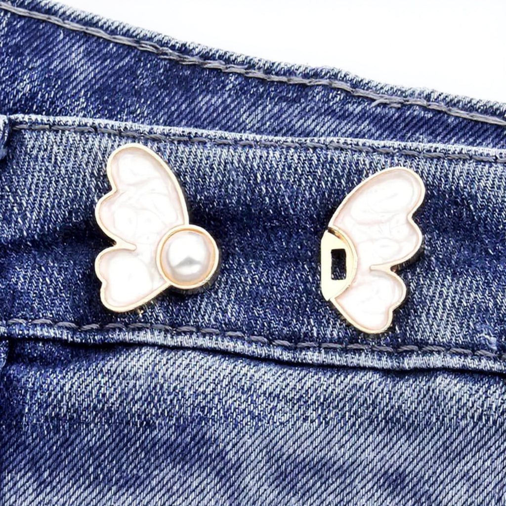 Anna-Kaci 3-Piece Wing-Shaped Jean Buckle Extender Set with Decorative Sculpted Design for Adjustable Waistroom and Denim Accents 1.5x1.4in