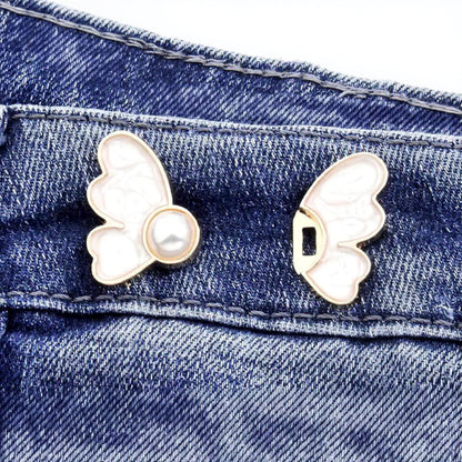 Anna-Kaci 3-Piece Wing-Shaped Jean Buckle Extender Set with Decorative Sculpted Design for Adjustable Waistroom and Denim Accents 1.5x1.4in