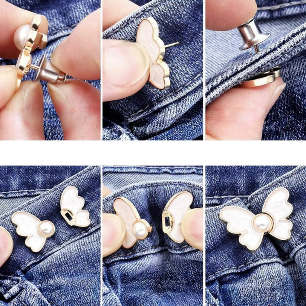 Anna-Kaci 3-Piece Wing-Shaped Jean Buckle Extender Set with Decorative Sculpted Design for Adjustable Waistroom and Denim Accents 1.5x1.4in