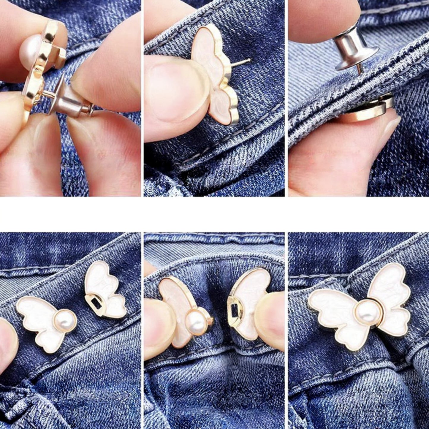 Anna-Kaci 3-Piece Wing-Shaped Jean Buckle Extender Set with Decorative Sculpted Design for Adjustable Waistroom and Denim Accents 1.5x1.4in