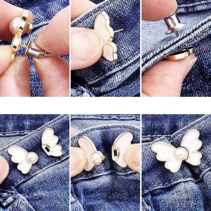 Anna-Kaci 3-Piece Wing-Shaped Jean Buckle Extender Set with Decorative Sculpted Design for Adjustable Waistroom and Denim Accents 1.5x1.4in