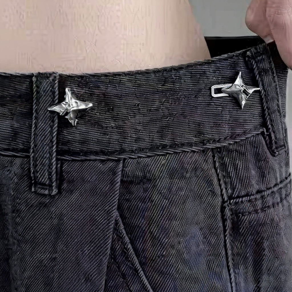 Anna-Kaci 3-Piece Star-Shaped Jean Buckle Extender Set with Sculpted Metal Design for Adjustable Fit and Added Waistroom Comfort 0.8in