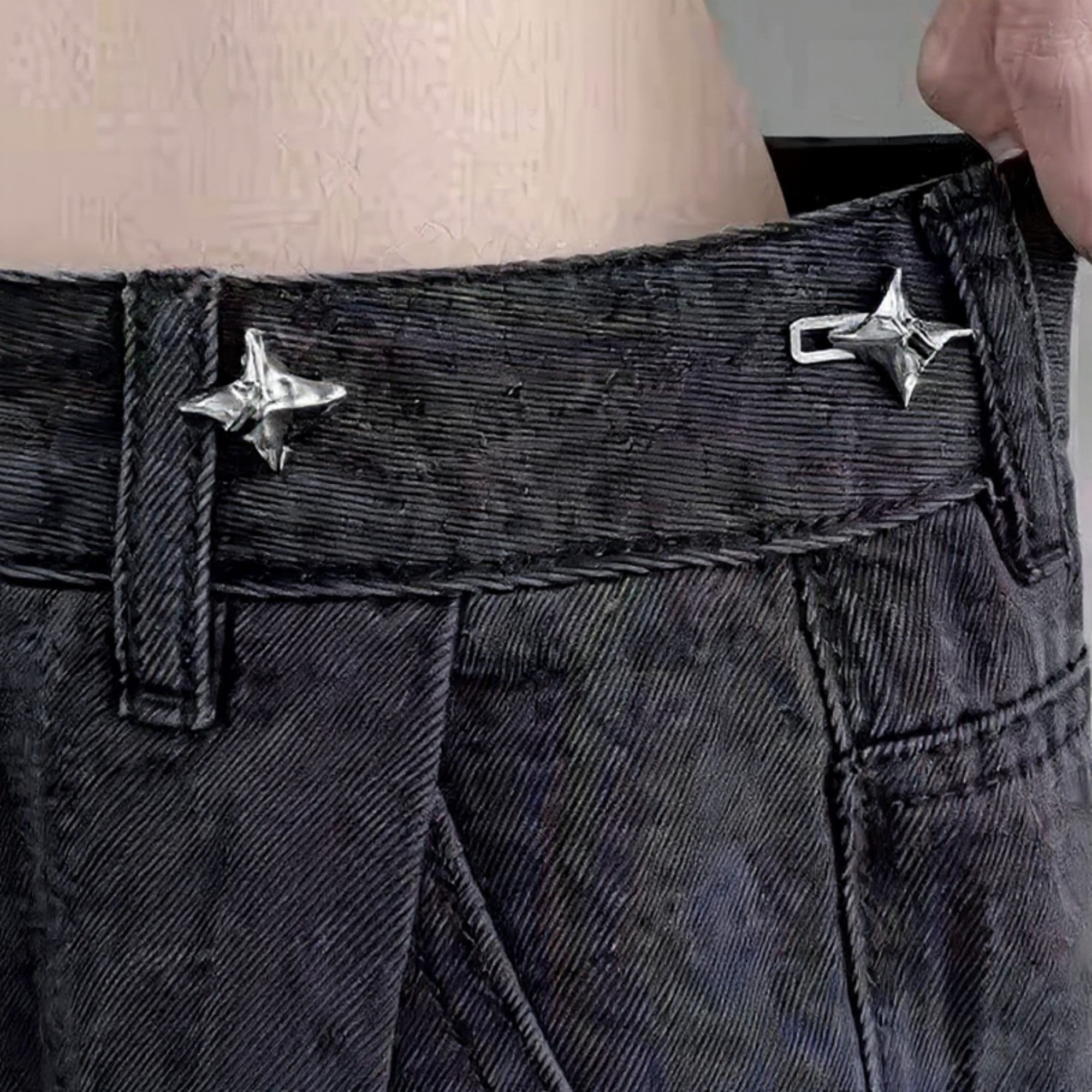 Anna-Kaci 3-Piece Star-Shaped Jean Buckle Extender Set with Sculpted Metal Design for Adjustable Fit and Added Waistroom Comfort 0.8in