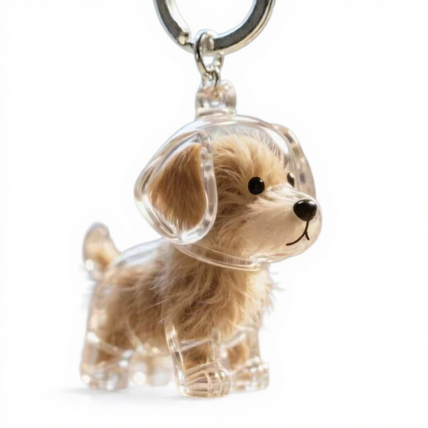 Anna-Kaci Transparent Dog Storage Capsule Keychain with Mini Dog Charm and Keepsake Hair Holder 4in
