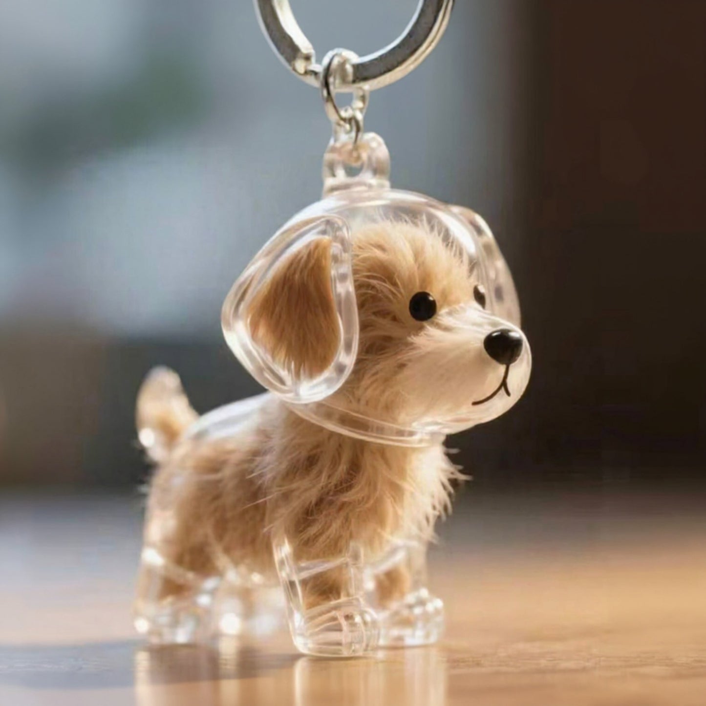 Anna-Kaci Transparent Dog Storage Capsule Keychain with Mini Dog Charm and Keepsake Hair Holder 4in
