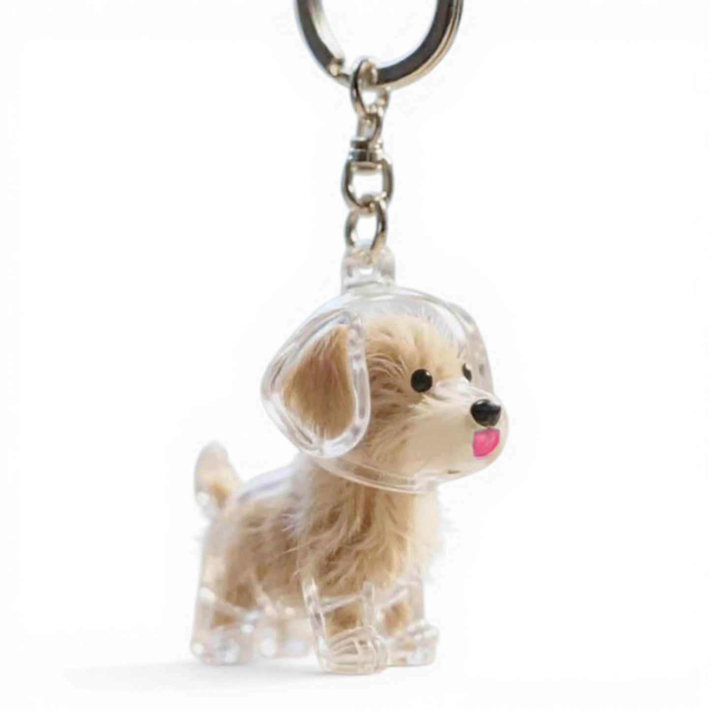 Anna-Kaci Transparent Dog Storage Capsule Keychain with Mini Dog Charm and Keepsake Hair Holder 4in