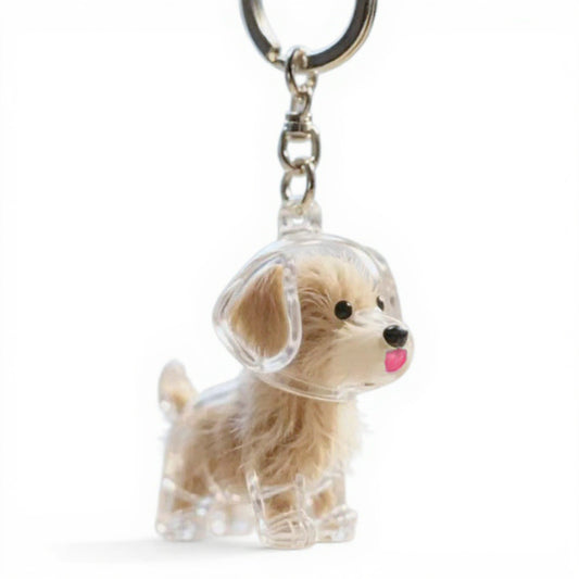 Anna-Kaci Transparent Dog Storage Capsule Keychain with Mini Dog Charm and Keepsake Hair Holder 4in