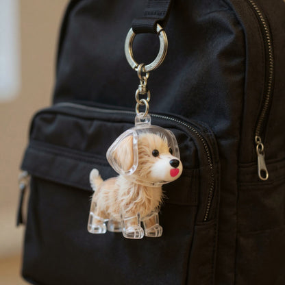 Anna-Kaci Transparent Dog Storage Capsule Keychain with Mini Dog Charm and Keepsake Hair Holder 4in