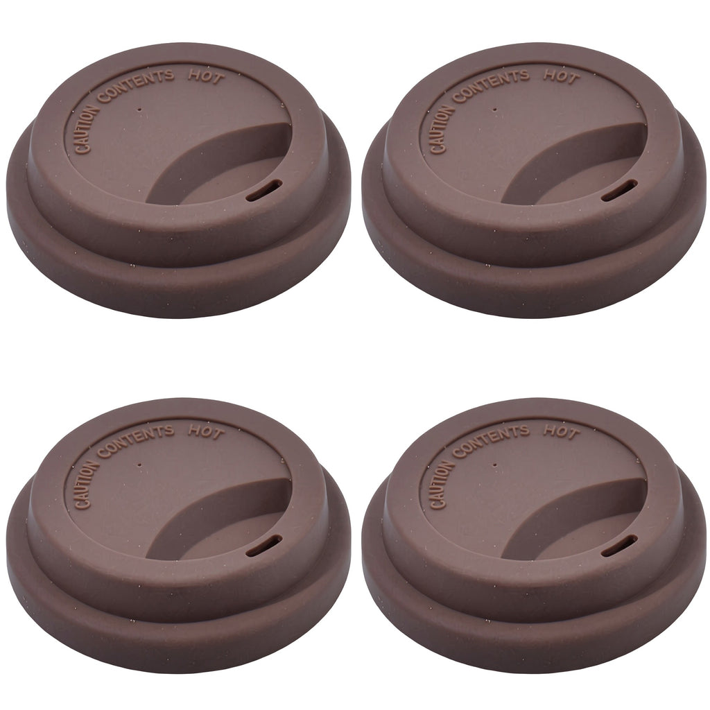 Anna-Kaci 4pcs per Set Reusable Silicone Coffee Cup Lid Spill Resistant Hot Drink Cover with Sip Opening 3.5x0.7in