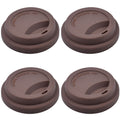 Anna-Kaci 4pcs per Set Reusable Silicone Coffee Cup Lid Spill Resistant Hot Drink Cover with Sip Opening 3.5x0.7in