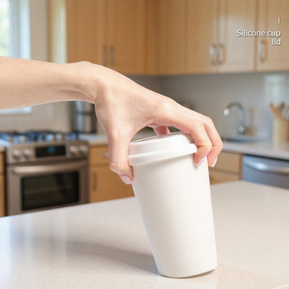 Anna-Kaci Reusable Silicone Coffee Cup Lid Spill Resistant Hot Drink Cover with Sip Opening 3.5x0.7in