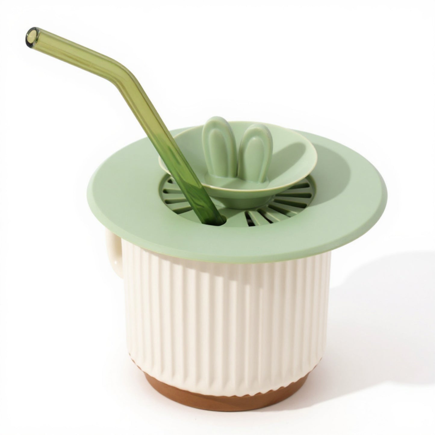 Anna-Kaci Silicone Bunny Ear Cup Lid Dustproof Insulated Drink Cover with Pop Up Vent Seal 4.6x0.7in