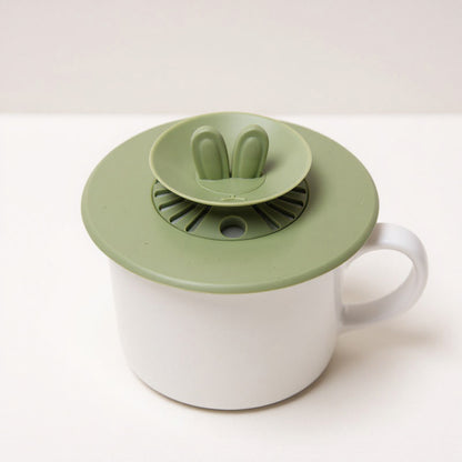 Anna-Kaci Silicone Bunny Ear Cup Lid Dustproof Insulated Drink Cover with Pop Up Vent Seal 4.6x0.7in