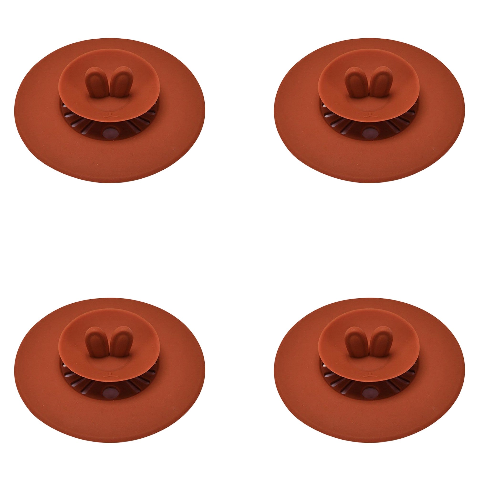 Anna-Kaci 4pcs per Set Silicone Bunny Ear Cup Lid Dustproof Insulated Drink Cover with Pop Up Vent Seal 4.6x0.7in