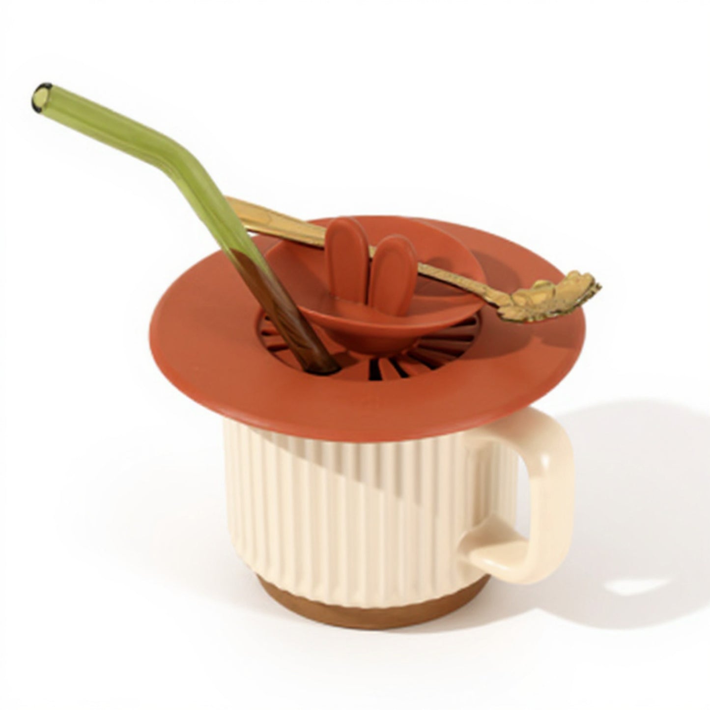 Anna-Kaci Silicone Bunny Ear Cup Lid Dustproof Insulated Drink Cover with Pop Up Vent Seal 4.6x0.7in