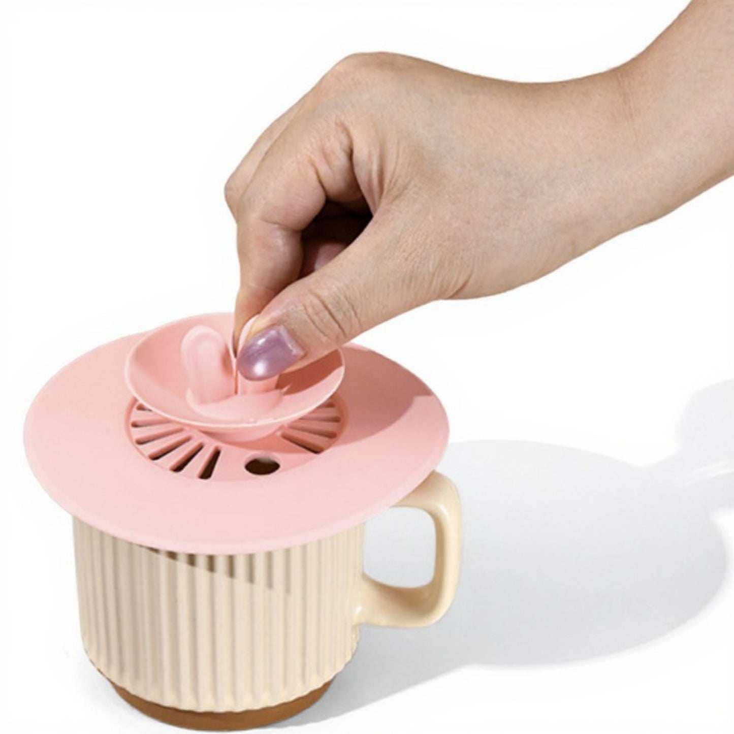 Anna-Kaci Silicone Bunny Ear Cup Lid Dustproof Insulated Drink Cover with Pop Up Vent Seal 4.6x0.7in