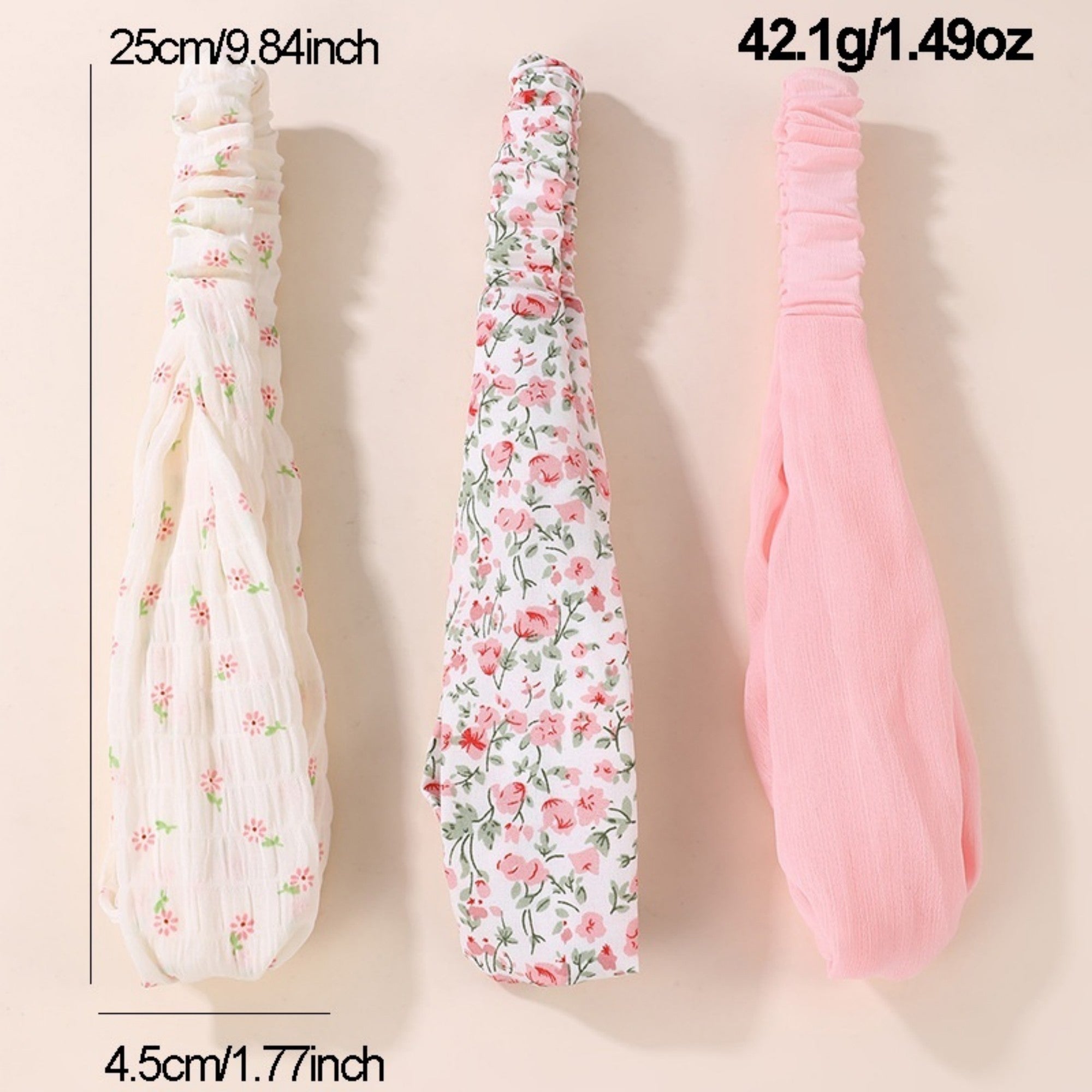 Anna-Kaci Women's 3-Piece Twisted Fabric Headband Set with Elastic Back and Mixed Patterned Designs