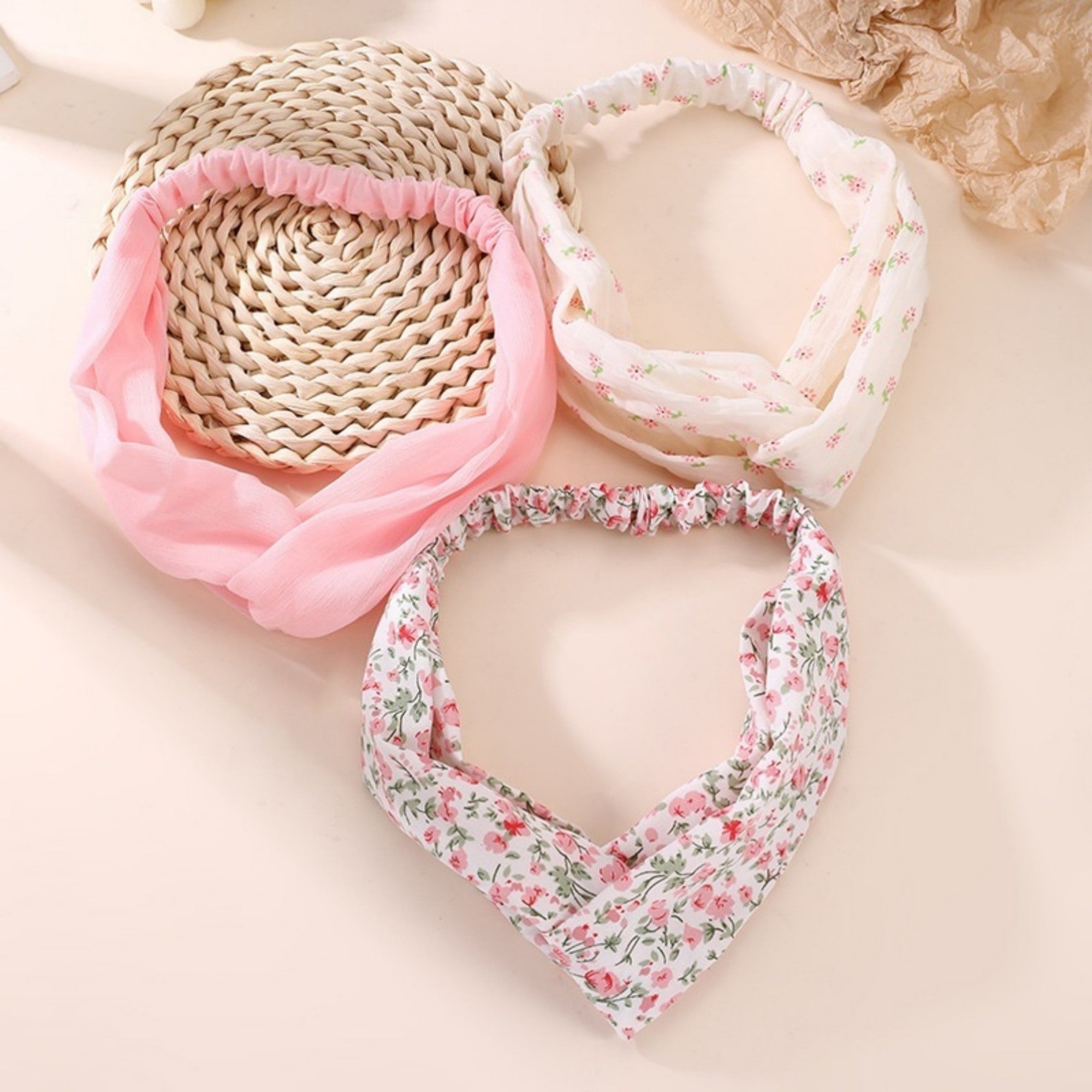 Anna-Kaci Women's 3-Piece Twisted Fabric Headband Set with Elastic Back and Mixed Patterned Designs
