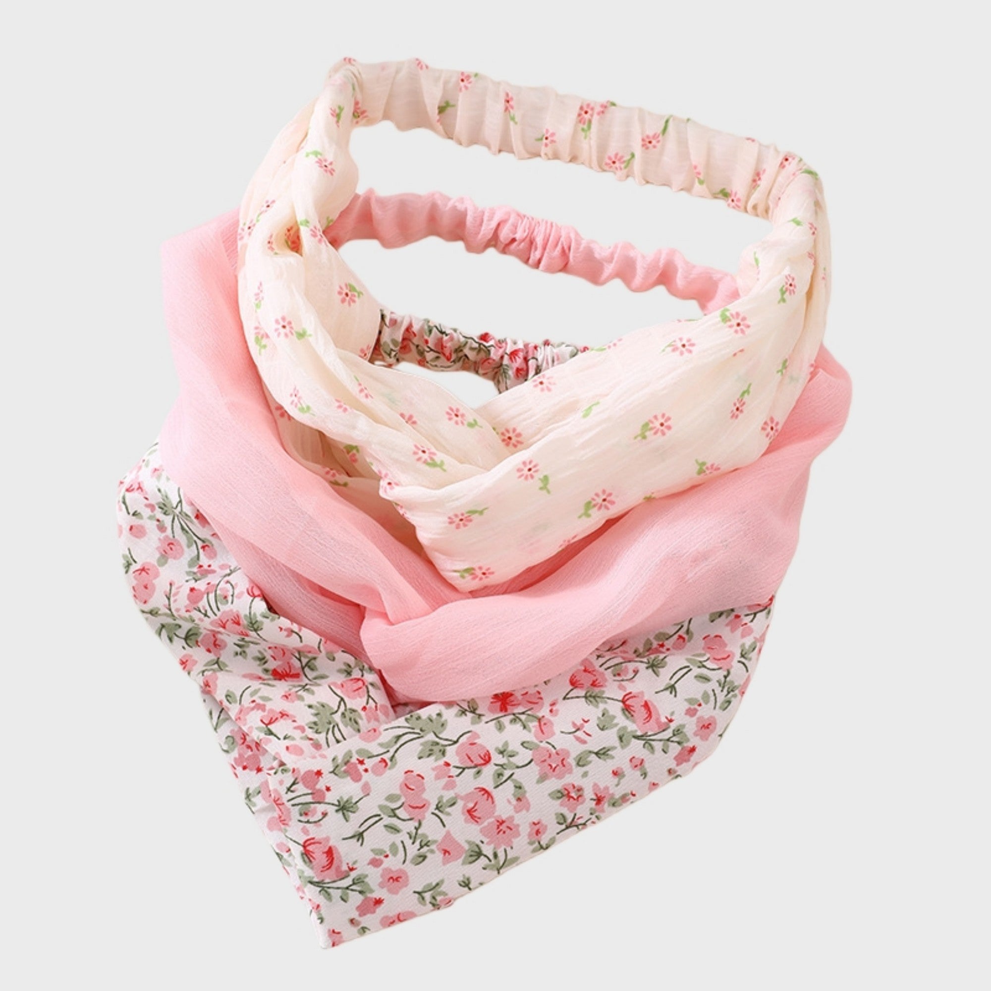 Anna-Kaci Women's 3-Piece Twisted Fabric Headband Set with Elastic Back and Mixed Patterned Designs