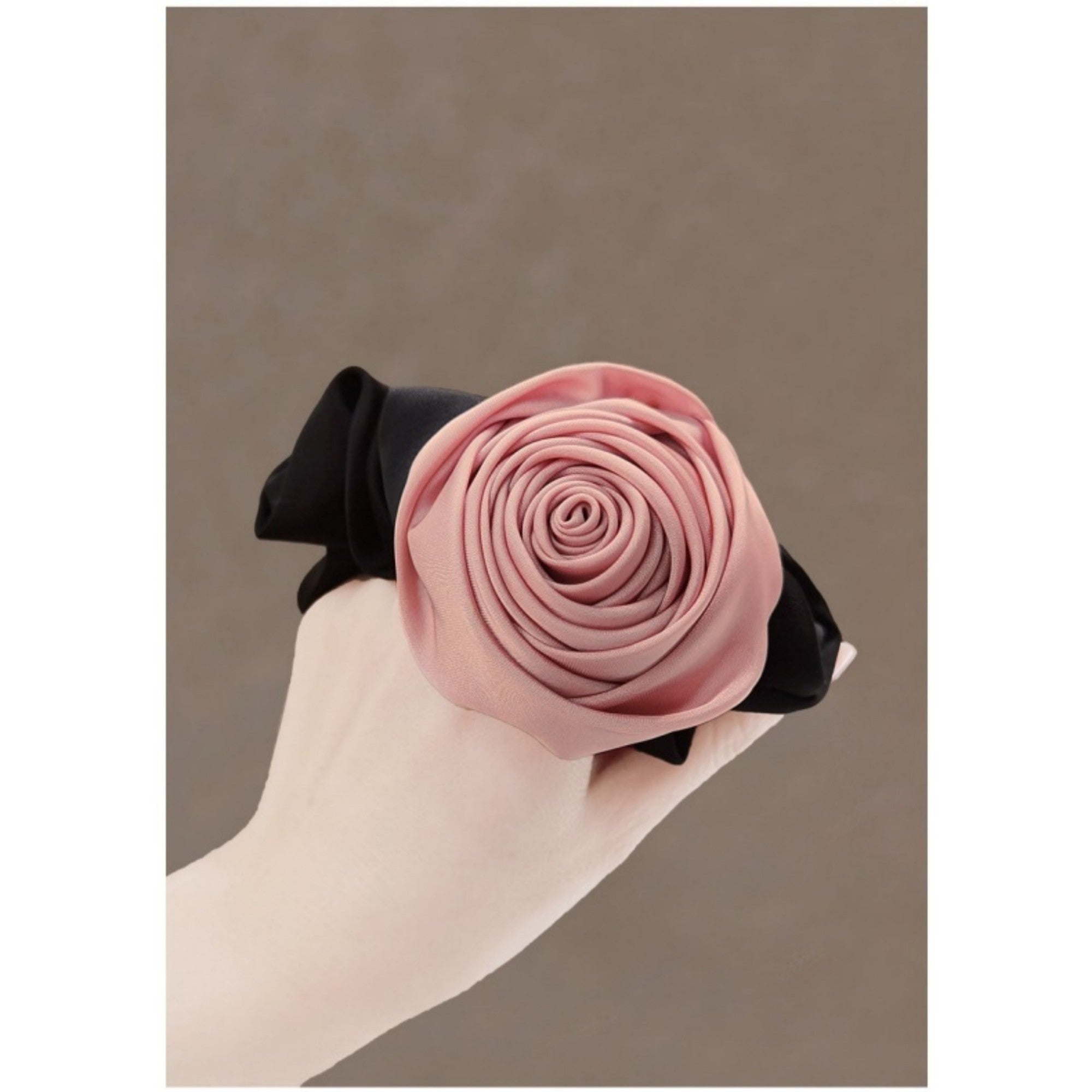 Anna-Kaci Women's 3-Piece Scrunchie Set with Sculpted Fabric Rose and Gathered Elastic Hair Ties 3.5in (Rose 2.5in)