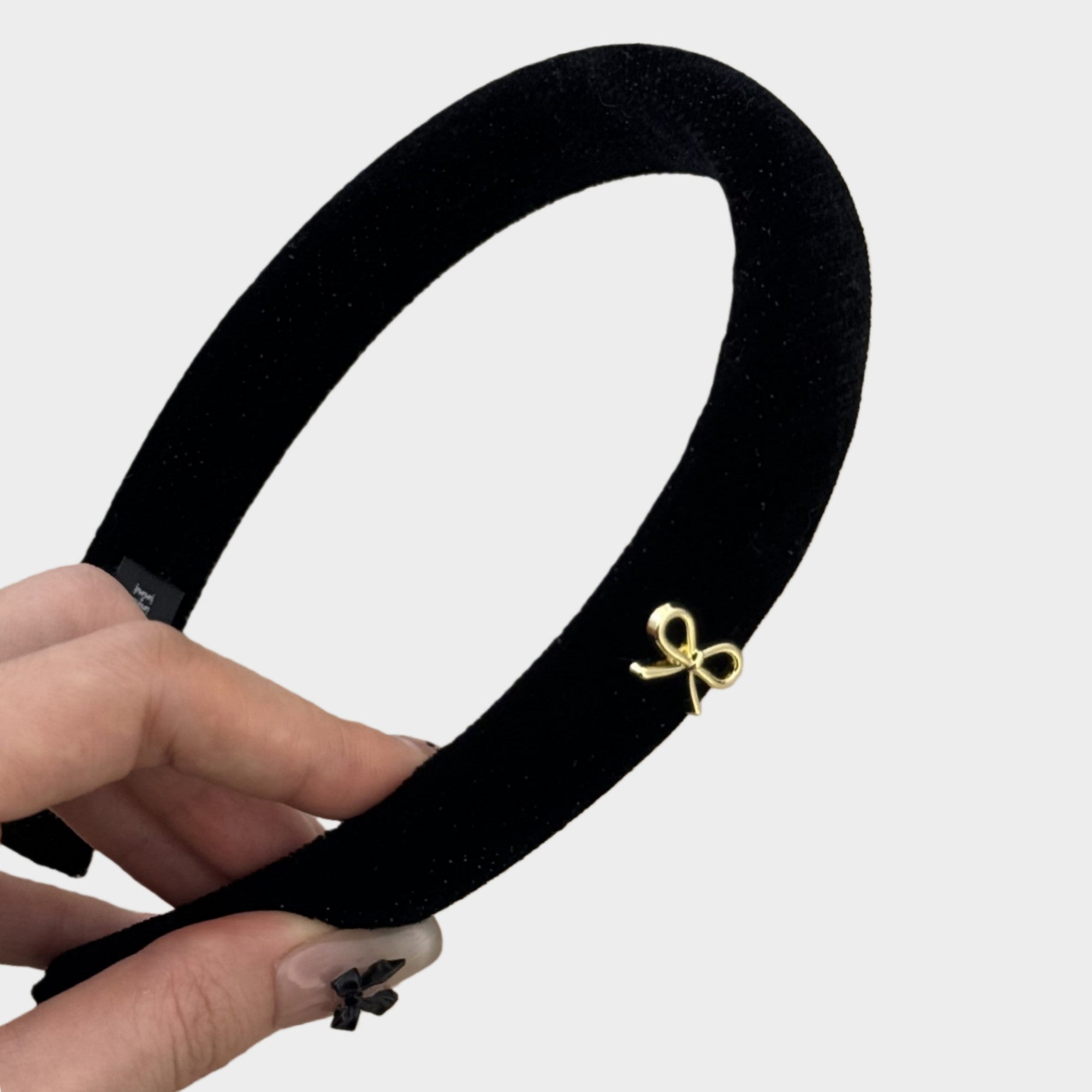 Anna-Kaci Women's Padded Headband with Soft Velvet Texture and Delicate Bow Accent Detail